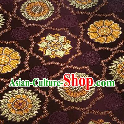 Chinese Classical Galsang Flower Pattern Design Deep Purple Brocade Drapery Asian Traditional Tang Suit Silk Fabric Material