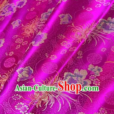 Chinese Classical Chrysanthemum Peony Pattern Design Rosy Brocade Drapery Asian Traditional Tang Suit Silk Fabric Material