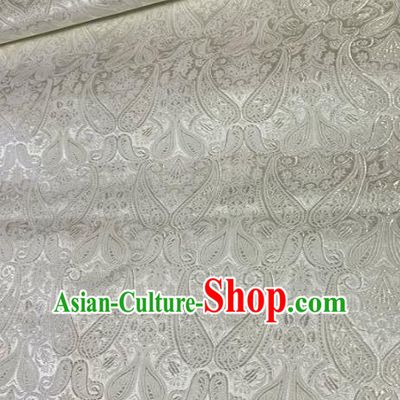 Chinese Classical Satin Loquat Flowers Pattern Design White Brocade Drapery Asian Traditional Tang Suit Silk Fabric Material