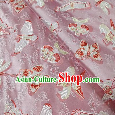 Traditional Chinese Classical Kites Pattern Design Fabric Pink Brocade Tang Suit Satin Drapery Asian Silk Material