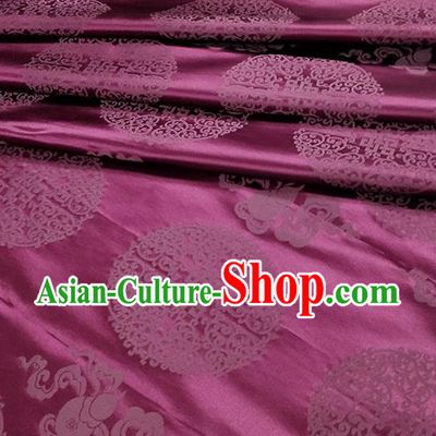 Traditional Chinese Classical Ribbon Cucurbit Pattern Design Fabric Purple Brocade Tang Suit Satin Drapery Asian Silk Material