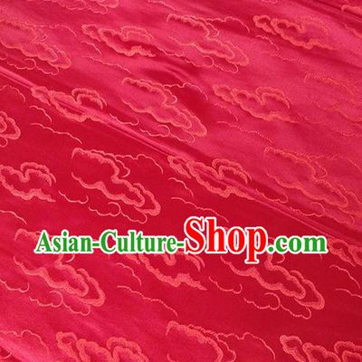 Traditional Chinese Classical Auspicious Clouds Pattern Design Fabric Red Brocade Tang Suit Satin Drapery Asian Silk Material