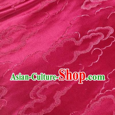 Traditional Chinese Classical Auspicious Clouds Pattern Design Fabric Wine Red Brocade Tang Suit Satin Drapery Asian Silk Material