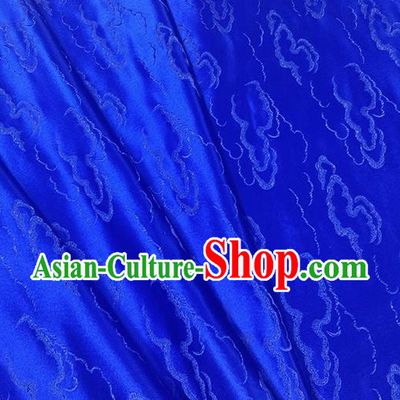 Traditional Chinese Classical Auspicious Clouds Pattern Design Fabric Royalblue Brocade Tang Suit Satin Drapery Asian Silk Material