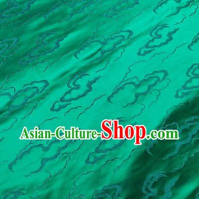 Traditional Chinese Classical Auspicious Clouds Pattern Design Fabric Green Brocade Tang Suit Satin Drapery Asian Silk Material