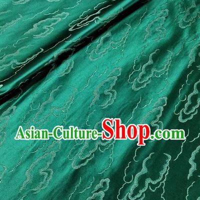 Traditional Chinese Classical Auspicious Clouds Pattern Design Fabric Deep Green Brocade Tang Suit Satin Drapery Asian Silk Material