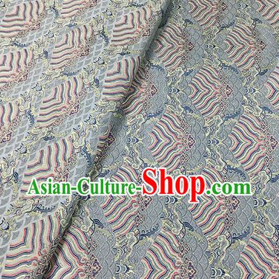Traditional Chinese Classical Waves Pattern Design Fabric Grey Brocade Tang Suit Satin Drapery Asian Silk Material