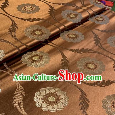 Chinese Traditional Lotus Pattern Design Bronze Brocade Classical Satin Drapery Asian Tang Suit Silk Fabric Material