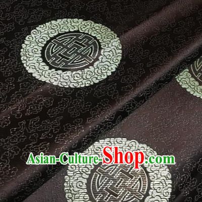 Traditional Chinese Longevity Pattern Design Brown Brocade Classical Satin Drapery Asian Tang Suit Silk Fabric Material