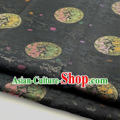 Traditional Chinese Dragon Pattern Design Black Brocade Classical Satin Drapery Asian Tang Suit Silk Fabric Material