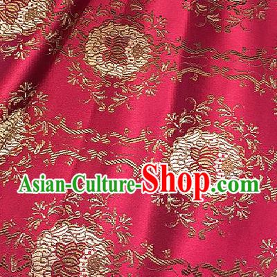 Traditional Chinese Lotus Pattern Design Rosy Brocade Classical Satin Drapery Asian Tang Suit Silk Fabric Material