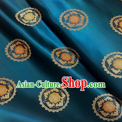 Traditional Chinese Tang Suit Fabric Peacock Blue Brocade Classical Pattern Design Satin Drapery Asian Silk Material