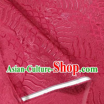 Traditional Chinese Classical Sea Waves Pattern Design Fabric Wine Red Brocade Tang Suit Satin Drapery Asian Silk Material