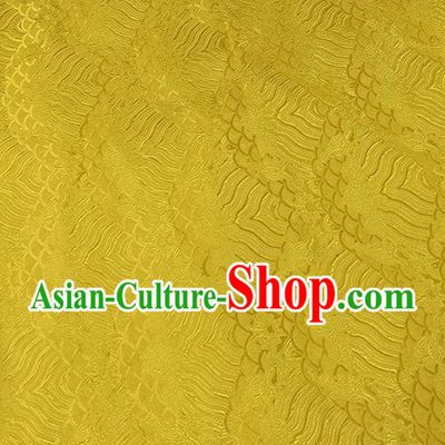 Traditional Chinese Classical Sea Waves Pattern Design Fabric Yellow Brocade Tang Suit Satin Drapery Asian Silk Material