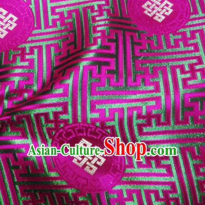 Asian Chinese Classical Lucky Knots Pattern Design Rosy Brocade Fabric Traditional Tang Suit Satin Drapery Silk Material