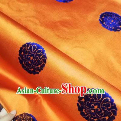 Asian Chinese Classical Royal Pattern Design Orange Brocade Fabric Traditional Tang Suit Satin Drapery Silk Material