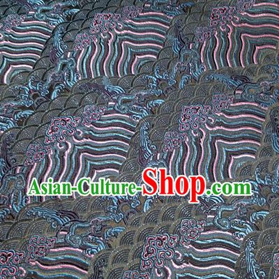 Traditional Chinese Classical Waves Pattern Design Fabric Grey Brocade Tang Suit Satin Drapery Asian Silk Material