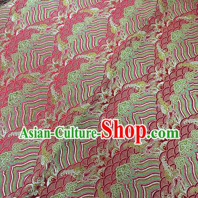 Traditional Chinese Classical Sea Waves Pattern Design Fabric Red Brocade Tang Suit Satin Drapery Asian Silk Material
