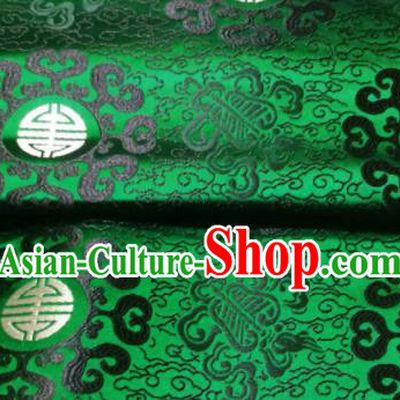 Asian Chinese Royal Pattern Design Deep Green Brocade Mongolian Robe Fabric Traditional Satin Classical Drapery Silk Material