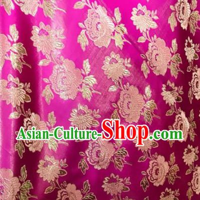 Asian Chinese Dress Rosy Satin Classical Peony Pattern Design Brocade Fabric Traditional Drapery Silk Material