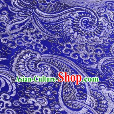 Asian Chinese Fabric Royalblue Satin Classical Pattern Design Brocade Traditional Drapery Silk Material