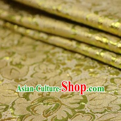 Asian Chinese Golden Satin Fabric Classical Pattern Design Brocade Traditional Drapery Silk Material