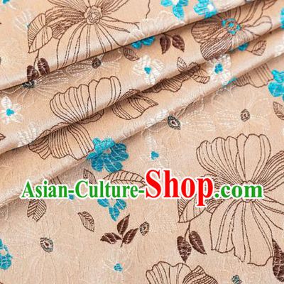 Asian Japanese Kimono Fabric Classical Pattern Design Champagne Brocade Traditional Drapery Silk Material