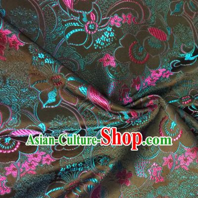Chinese Classical Fish Lotus Pattern Design Satin Fabric Brocade Asian Traditional Drapery Silk Material