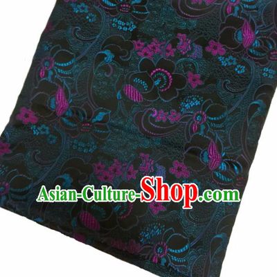 Chinese Classical Fish Lotus Pattern Design Brown Satin Fabric Brocade Asian Traditional Drapery Silk Material