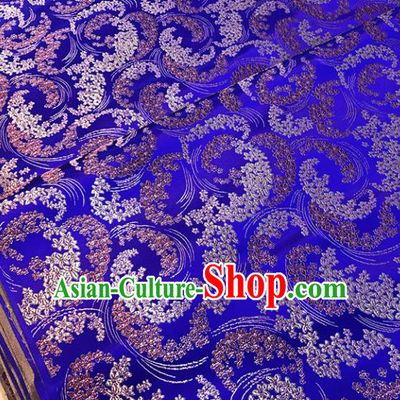 Chinese Tang Suit Royalblue Brocade Classical Wisteria Pattern Design Satin Fabric Asian Traditional Drapery Silk Material