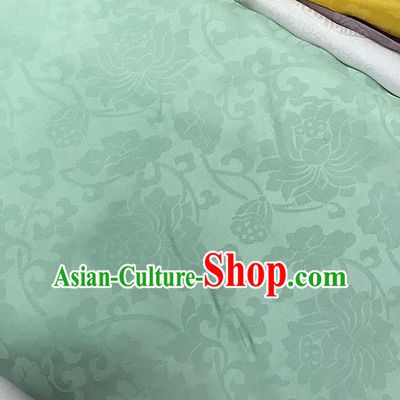 Chinese Tang Suit Green Brocade Classical Lotus Pattern Design Satin Fabric Asian Traditional Drapery Silk Material