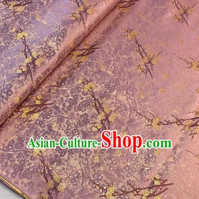 Chinese Tang Suit Pink Brocade Classical Plum Blossom Pattern Design Satin Fabric Asian Traditional Drapery Silk Material