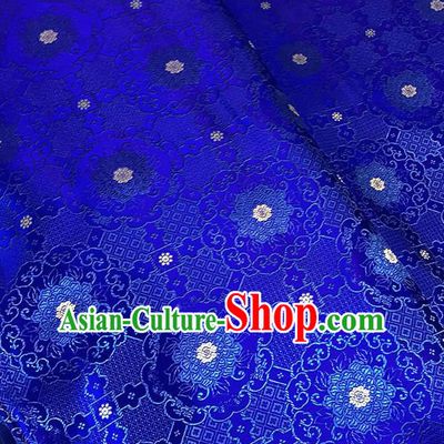 Chinese Tang Suit Royalblue Brocade Classical Buddhism Lotus Pattern Design Satin Fabric Asian Traditional Drapery Silk Material