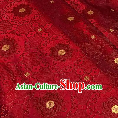Chinese Tang Suit Purplish Red Brocade Classical Buddhism Lotus Pattern Design Satin Fabric Asian Traditional Drapery Silk Material