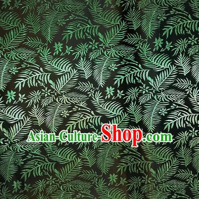 Chinese Hanfu Dress Brocade Classical Green Leaf Pattern Design Satin Fabric Asian Traditional Drapery Silk Material