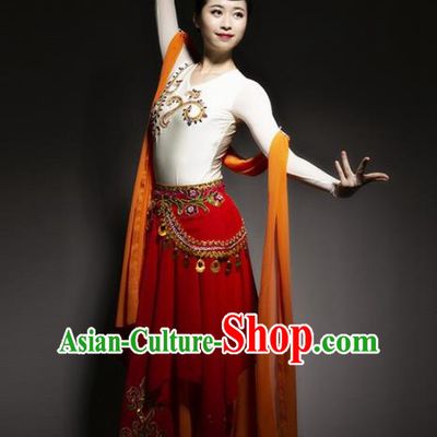 Chinese Traditional Dance Bichunmoo Red Dress Classical Dance Stage Performance Costume for Women