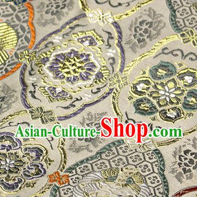 Asian Japanese Kimono Satin Fabric Classical Pattern Design Golden Brocade Damask Traditional Drapery Silk Material