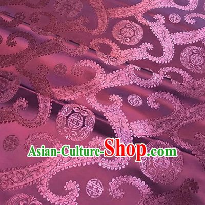 Chinese Tang Suit Purple Brocade Classical Twine Pattern Design Satin Fabric Asian Traditional Drapery Silk Material