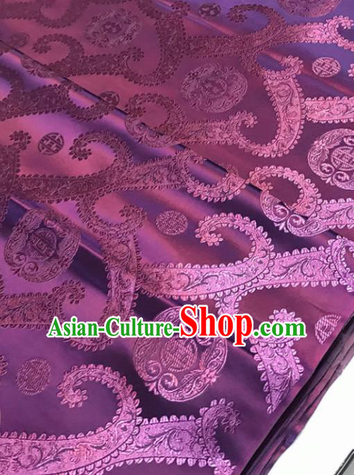 Chinese Tang Suit Purple Brocade Classical Twine Pattern Design Satin Fabric Asian Traditional Drapery Silk Material Chinese Tang Suit Purple Brocade Classical Twine Pattern Design Satin Fabric Asian Traditional Drapery Silk Material
