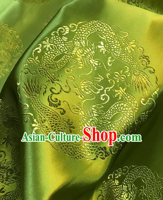 Chinese Tang Suit Green Brocade Classical Dragons Pattern Design Satin Fabric Asian Traditional Drapery Silk Material Chinese Tang Suit Green Brocade Classical Dragons Pattern Design Satin Fabric Asian Traditional Drapery Silk Material