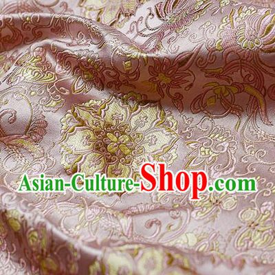 Chinese Classical Rosette Pattern Design Pink Satin Fabric Brocade Asian Traditional Drapery Silk Material