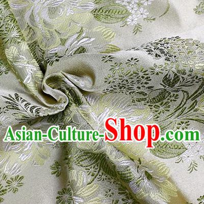 Chinese Classical Peony Pattern Design White Satin Fabric Brocade Asian Traditional Drapery Silk Material