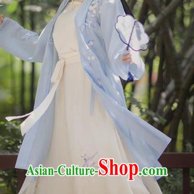 Asian Chinese Ancient Embroidered Hanfu Dress Traditional Song Dynasty Young Lady Historical Costume for Women