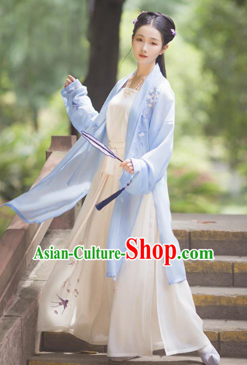Asian Chinese Ancient Embroidered Hanfu Dress Traditional Song Dynasty Young Lady Historical Costume for Women Asian Chinese Ancient Embroidered Hanfu Dress Traditional Song Dynasty Young Lady Historical Costume for Women