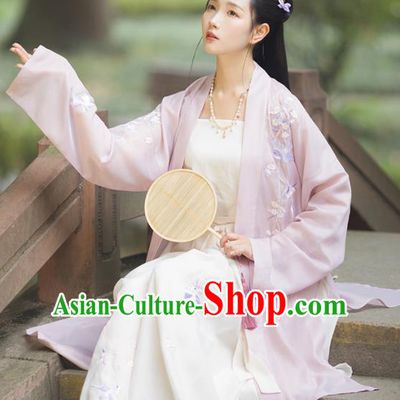 Asian Chinese Ancient Nobility Lady Embroidered Hanfu Dress Traditional Song Dynasty Historical Costume for Women