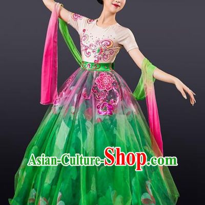 Chinese Spring Festival Gala Modern Dance Green Dress Opening Dance Stage Performance Costume for Women