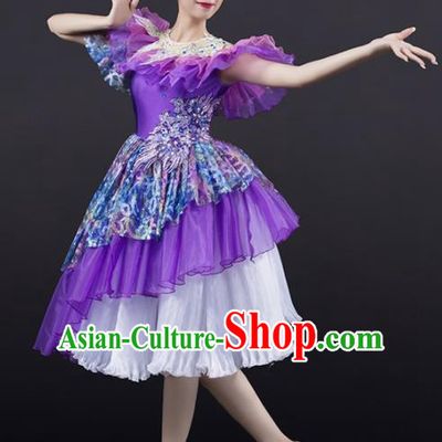 Chinese Spring Festival Gala Modern Dance Purple Dress Opening Dance Stage Performance Costume for Women