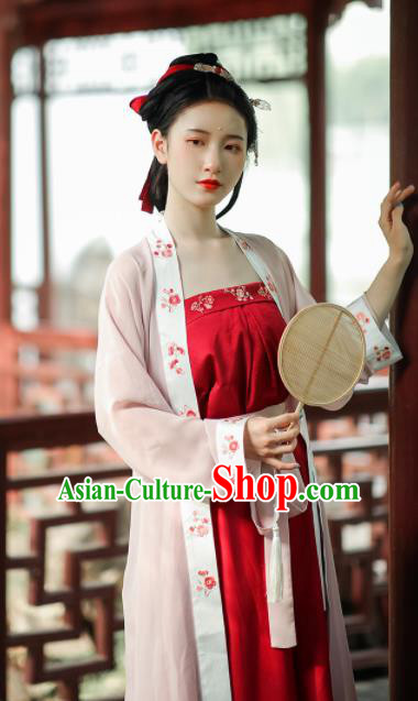 Asian Chinese Ancient Young Lady Embroidered Hanfu Dress Traditional Song Dynasty Historical Costume for Women Asian Chinese Ancient Young Lady Embroidered Hanfu Dress Traditional Song Dynasty Historical Costume for Women