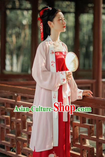 Asian Chinese Ancient Young Lady Embroidered Hanfu Dress Traditional Song Dynasty Historical Costume for Women Asian Chinese Ancient Young Lady Embroidered Hanfu Dress Traditional Song Dynasty Historical Costume for Women