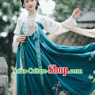 Asian Chinese Ancient Court Embroidered Hanfu Dress Traditional Tang Dynasty Royal Princess Historical Costume for Women